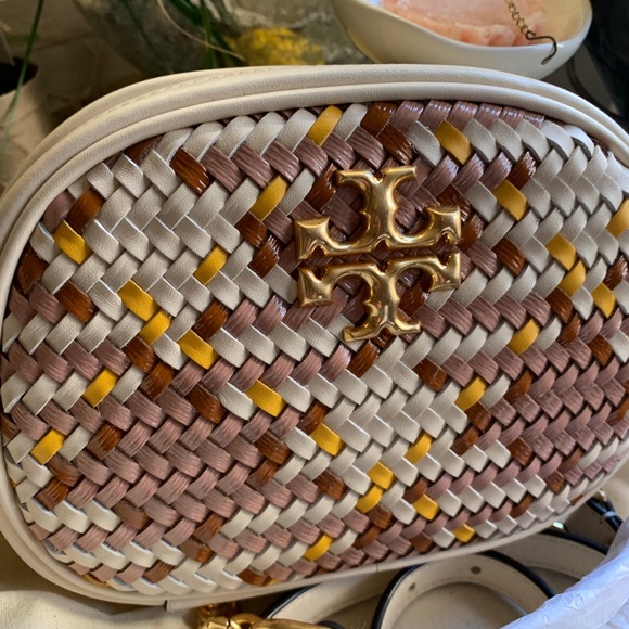Authentic TORY BURCH Handwoven napa and Leather top zip crossbody - Picture 3 of 11